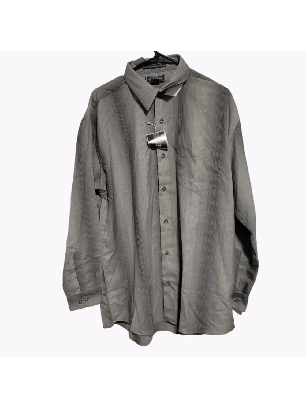 Knights Sportswear Button Up Shirt Mens Large Gray Striped Long Sleeve New